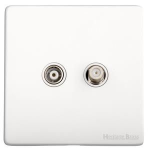 Heritage Brass Vintage Range Matt White, XWH - TV/Satellite Socket