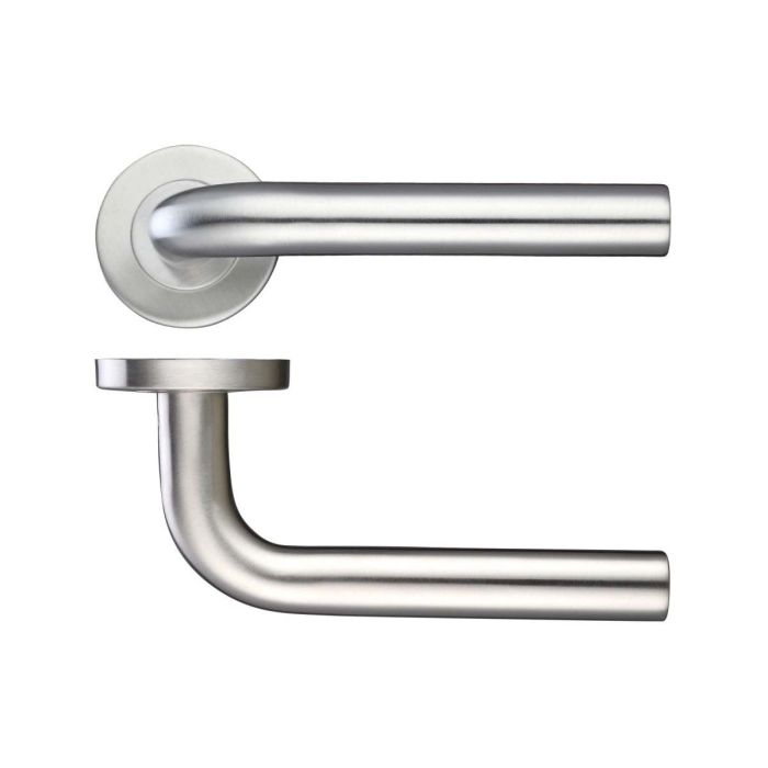 Zoo Hardware - 19mm Grade 201 Straight Door Handle on Push-on Rose - Satin Stainless Steel - Pair